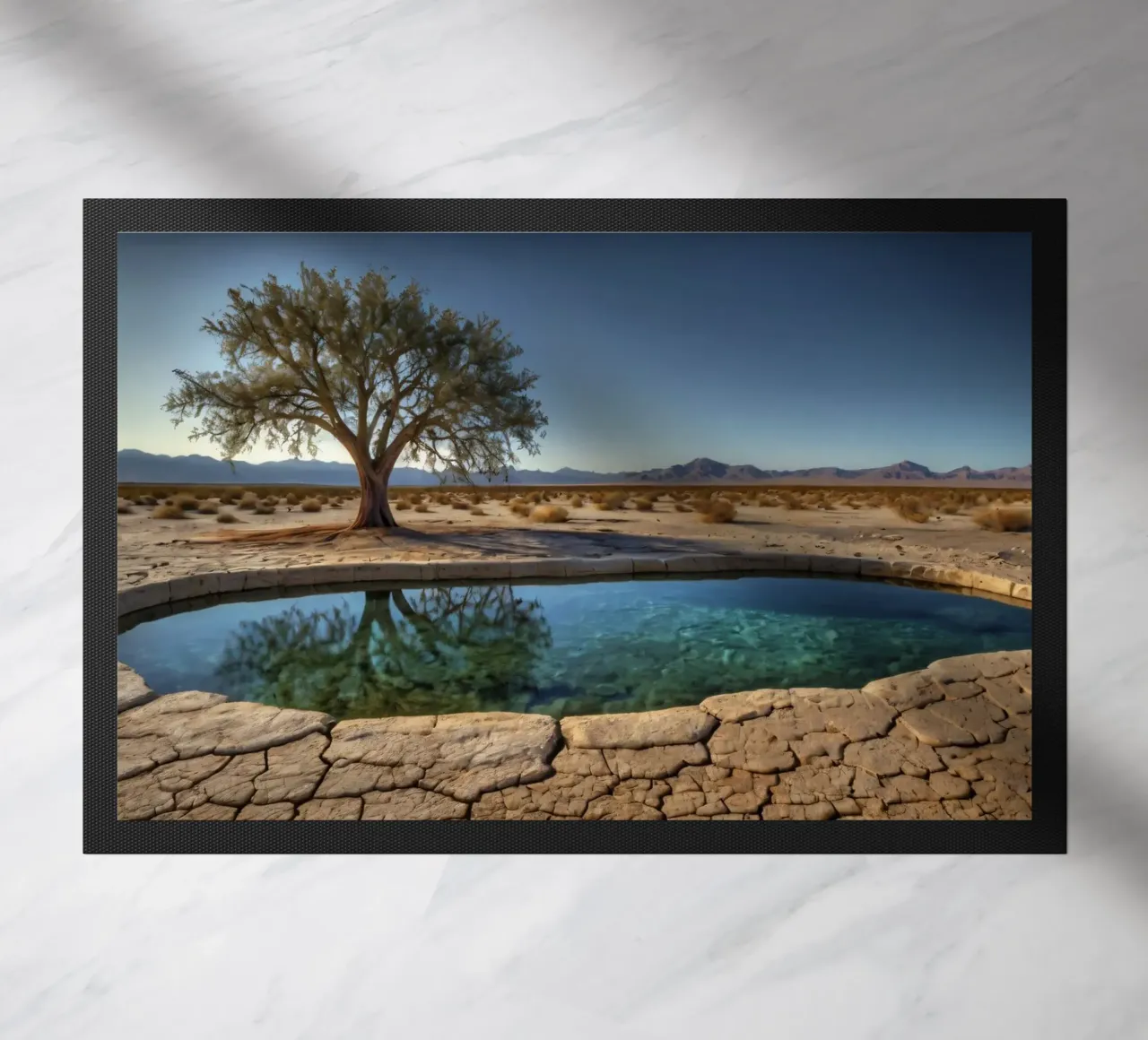 Un oasis tranquilo con árboles que dan a un agua cristalina felpudo de DesignDoodle