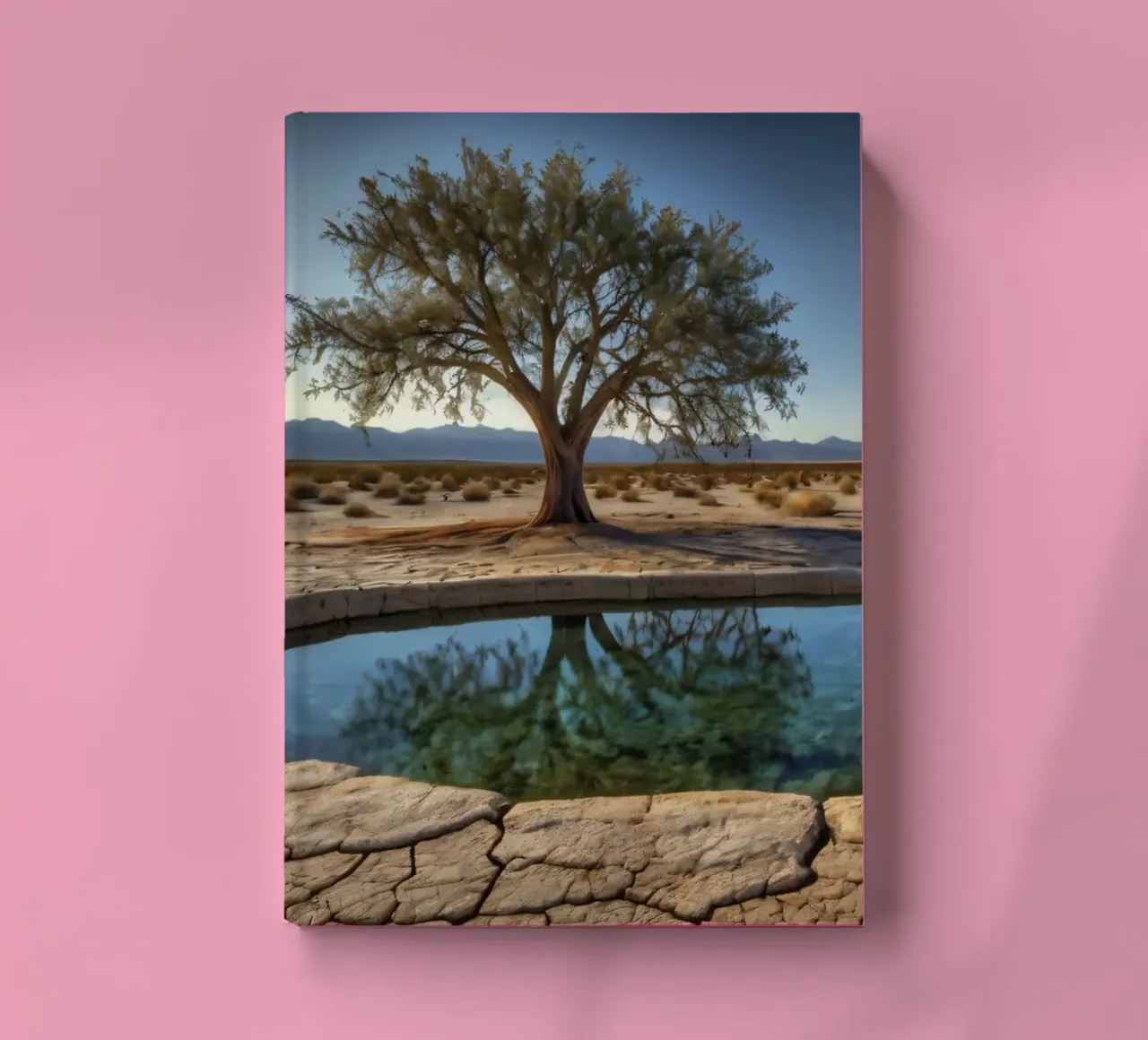 A tranquil oasis with tree overlooking a clear water notebook by DesignDoodle