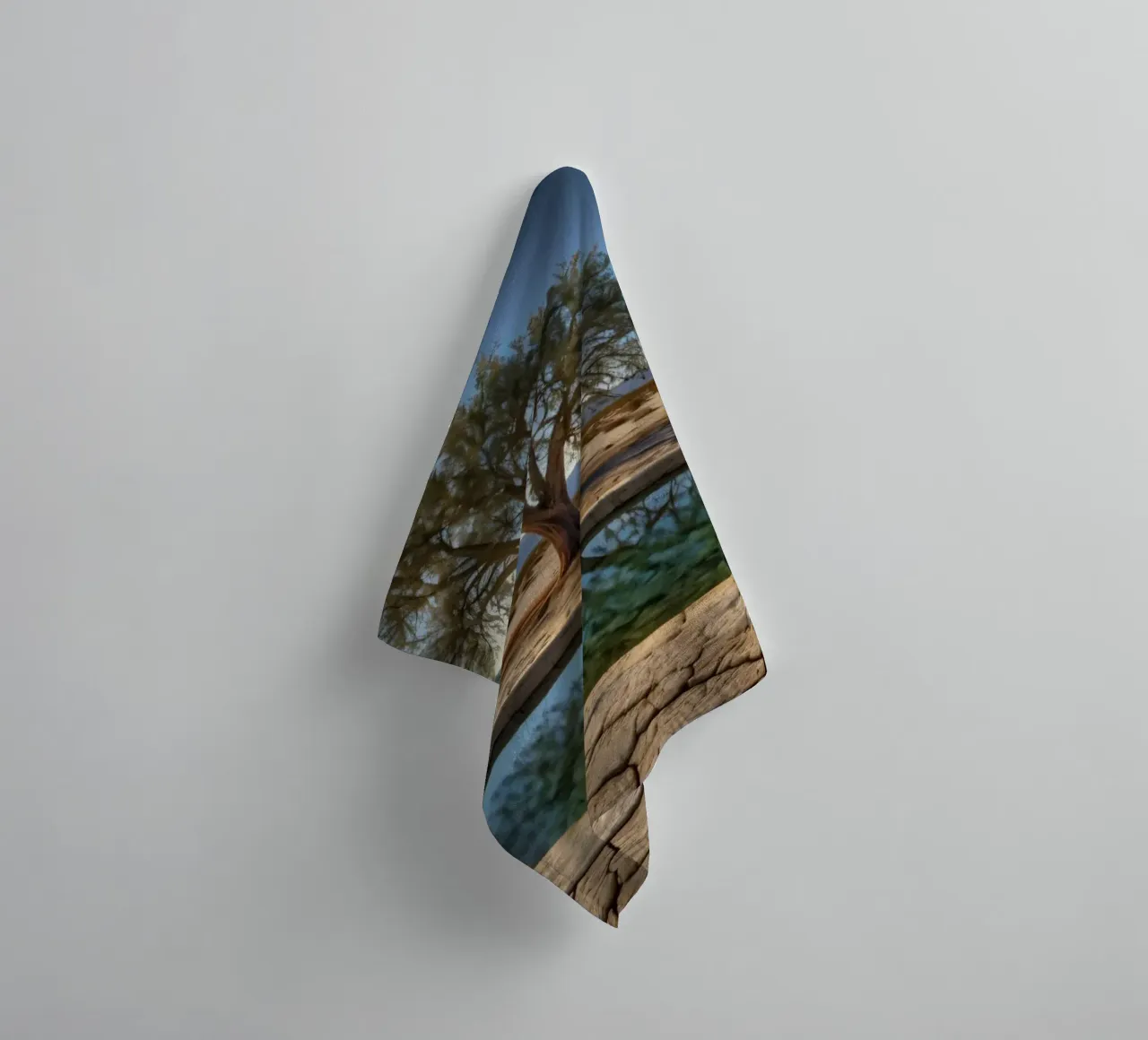 A tranquil oasis with tree overlooking a clear water towel by DesignDoodle