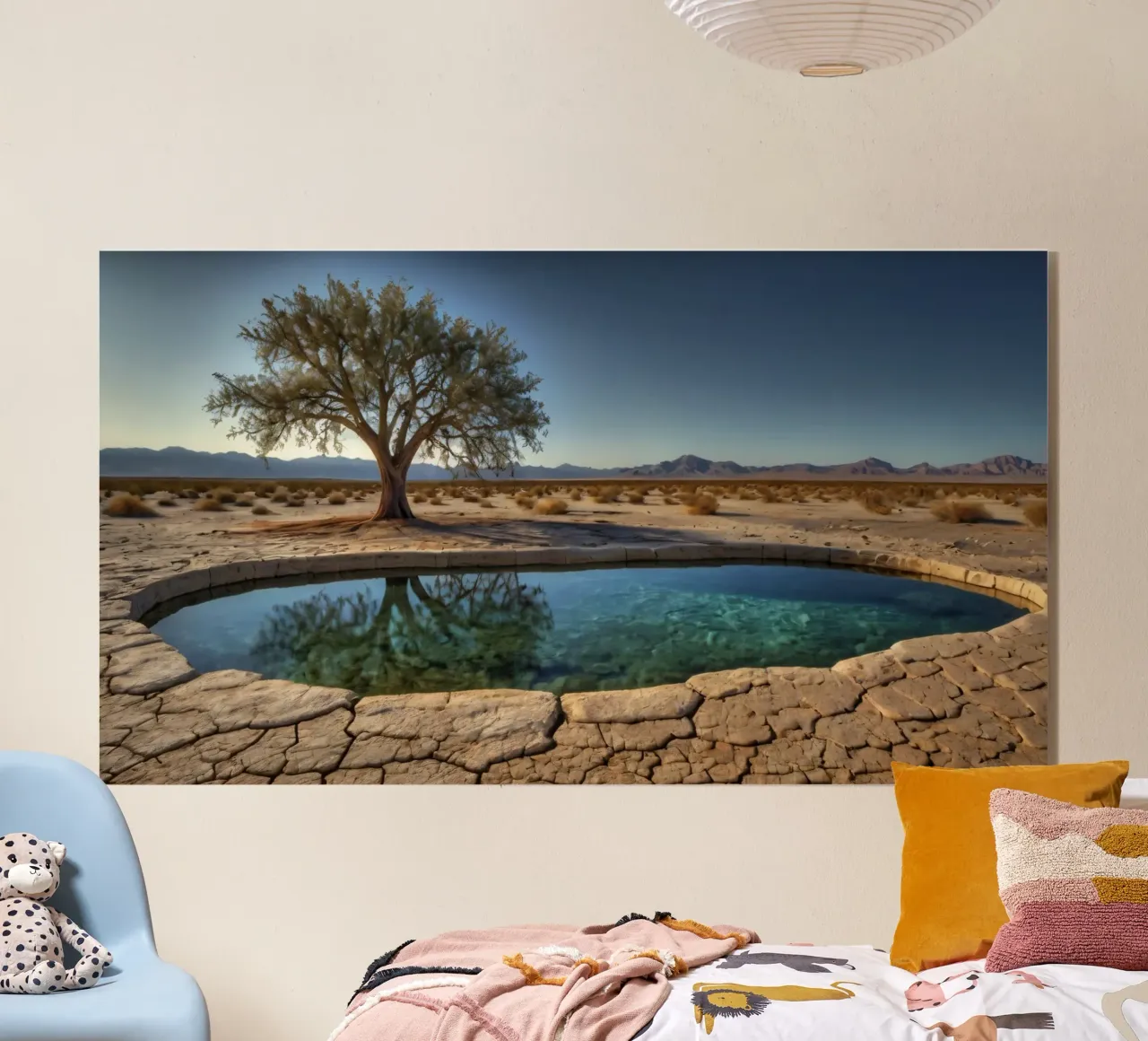 Un oasis tranquilo con árboles que dan a un agua cristalina metacrilato de DesignDoodle