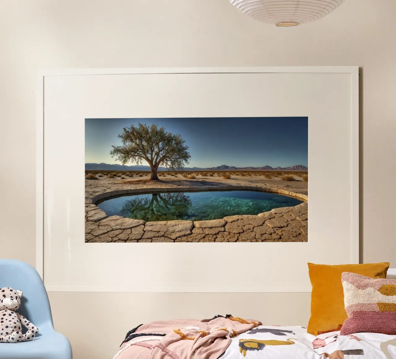 Un oasis tranquilo con árboles que dan a un agua cristalina hahnemühle de DesignDoodle