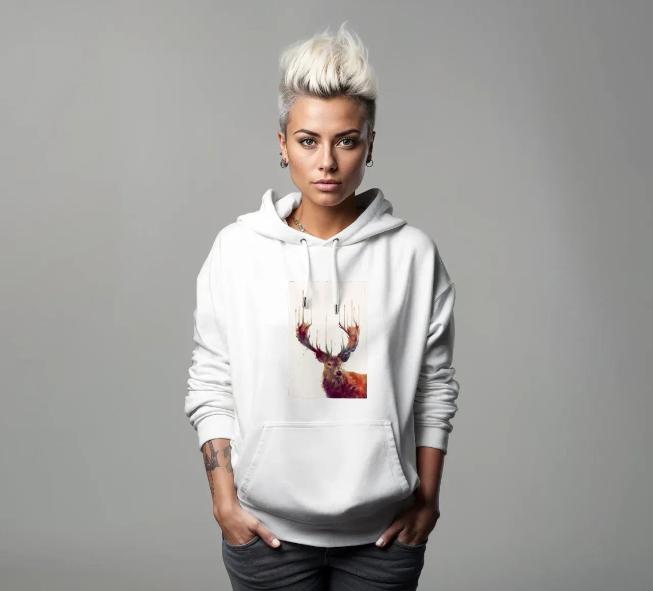 corna di cervo artistiche amy hamilton felpa con cappuccio da kbm store