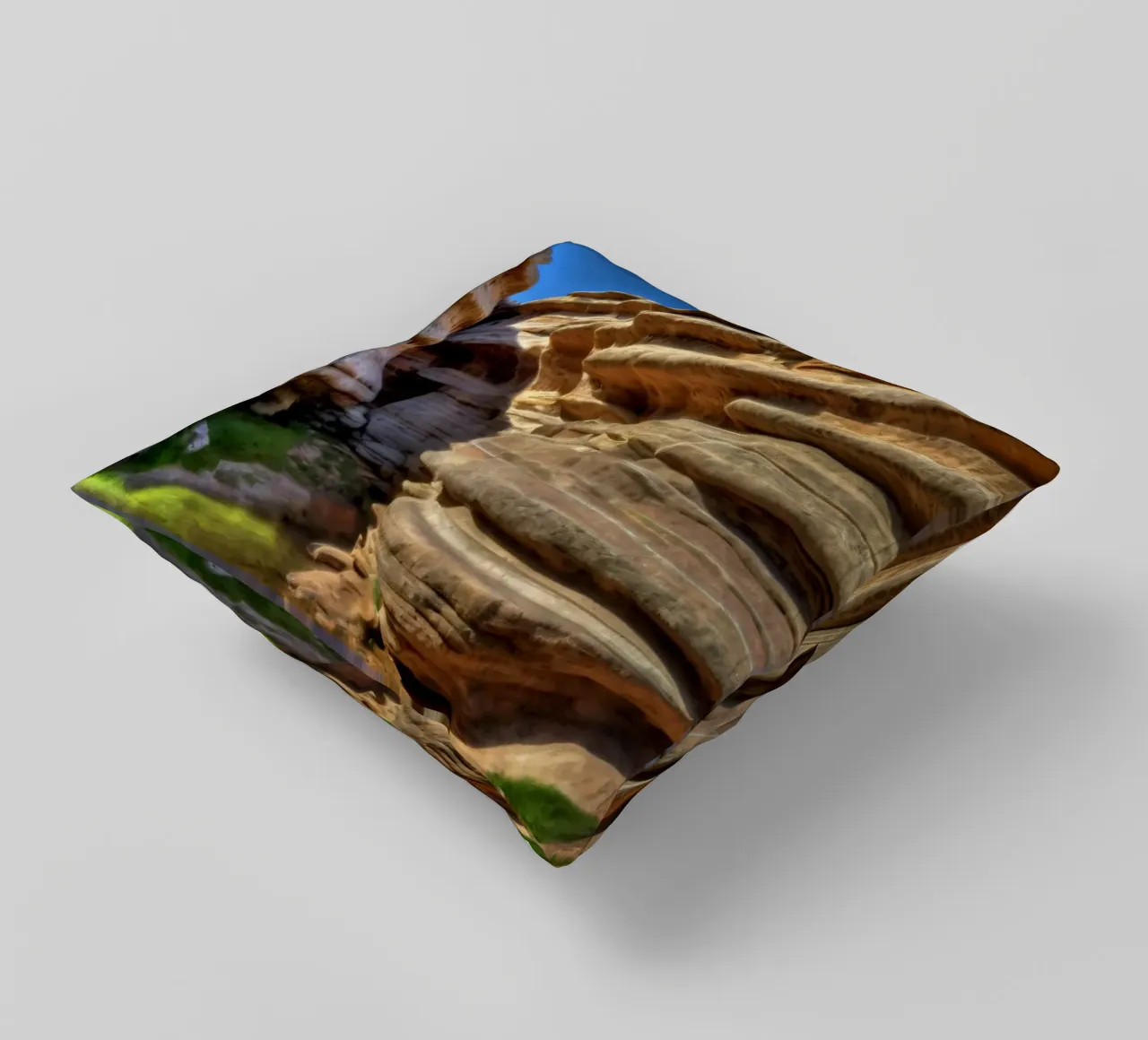 Un canyon tortuoso con formazioni rocciose lisce e stratificate cuscino da DesignDoodle