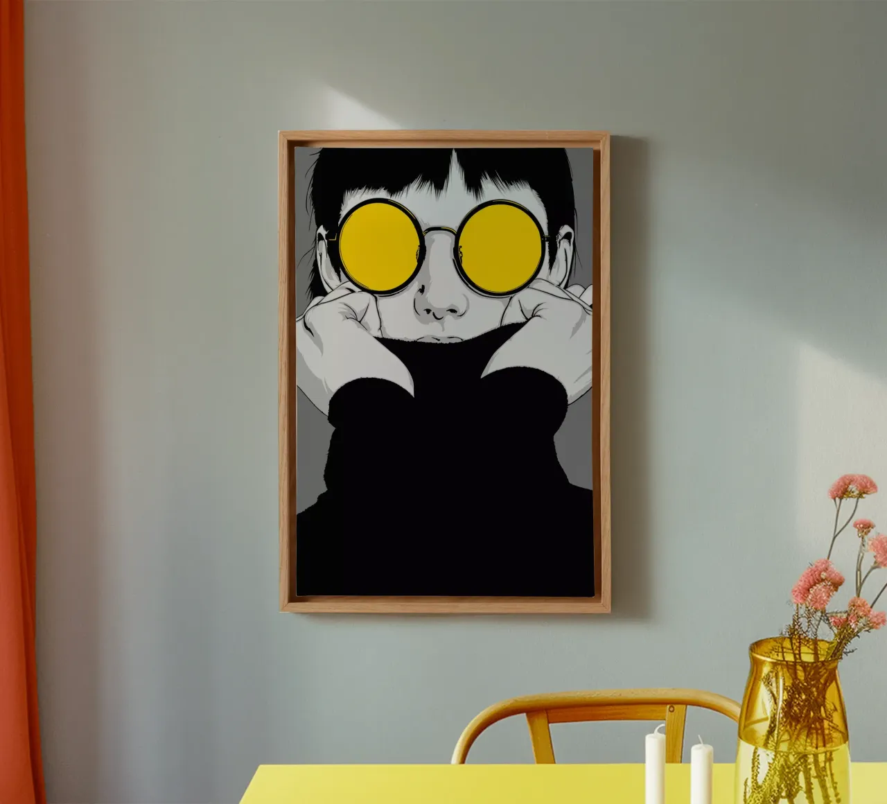 GELE GLAZEN canvas met Baklijst van Cranio Dsgn