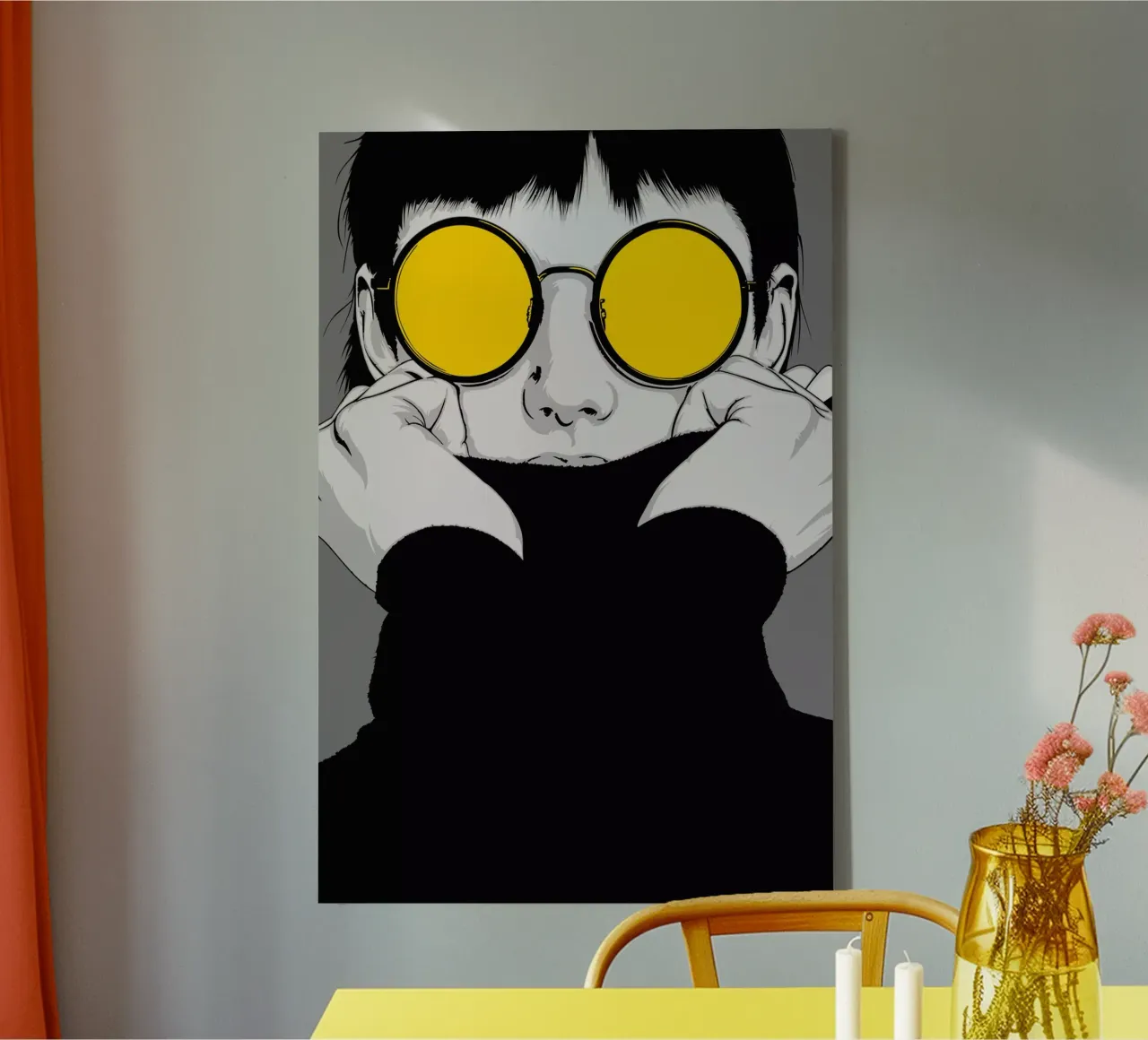 GELE GLAZEN canvas met Baklijst van Cranio Dsgn