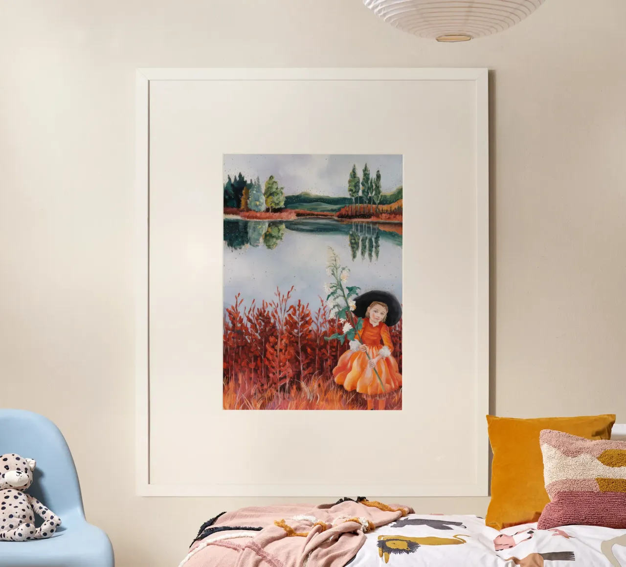 Memoria della ragazza d'autunno poster con telaio in plastica da Verve Pigments