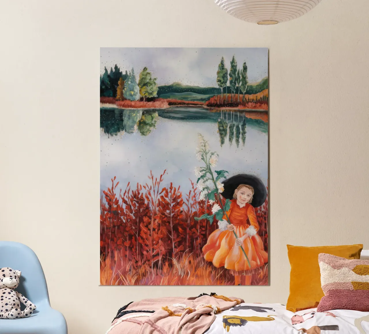 Memoria della ragazza d'autunno poster con telaio in plastica da Verve Pigments