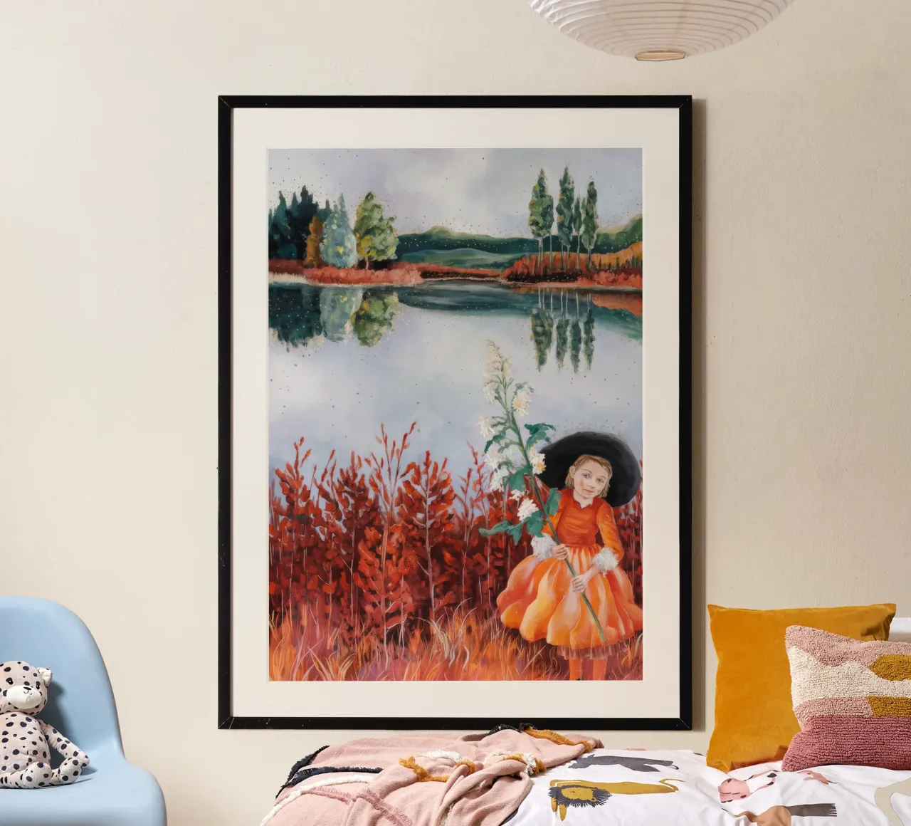 Memoria della ragazza d'autunno poster con telaio in plastica da Verve Pigments