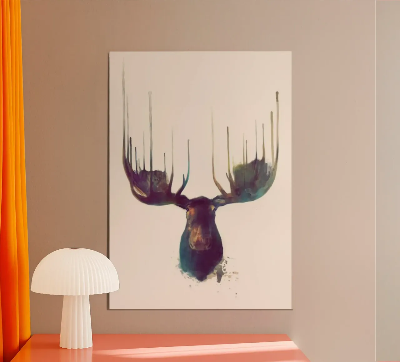 alce corna acquerello amy hamilton poster con telaio in plastica da kbm store