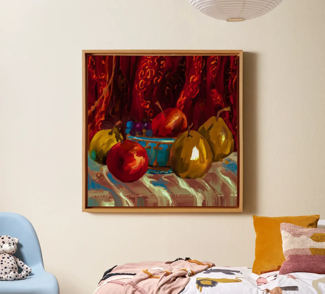 Vibrant Fruit Basket Pattern in Rich Oil Paint Texture tela con Cornice a cassetta da mysteriouscoco
