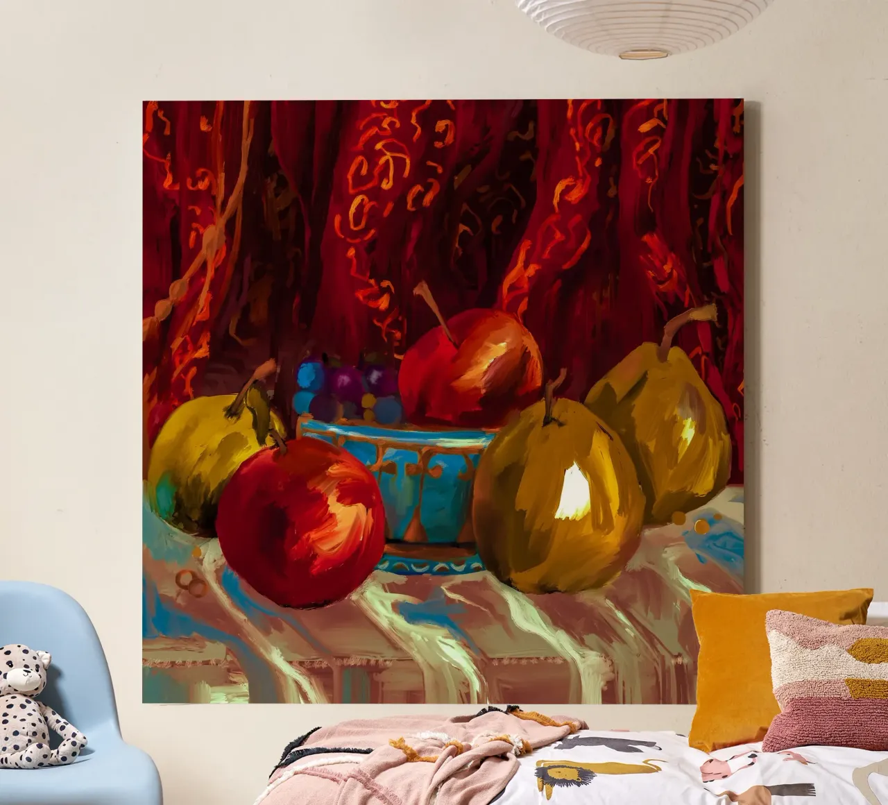 Vibrant Fruit Basket Pattern in Rich Oil Paint Texture tela con Cornice a cassetta da mysteriouscoco