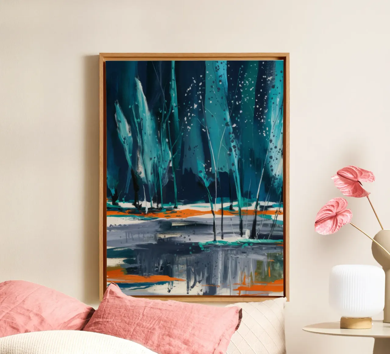 Frosted Grove Mirage Leinwand mit Schattenfugenrahmen von Verve Pigments