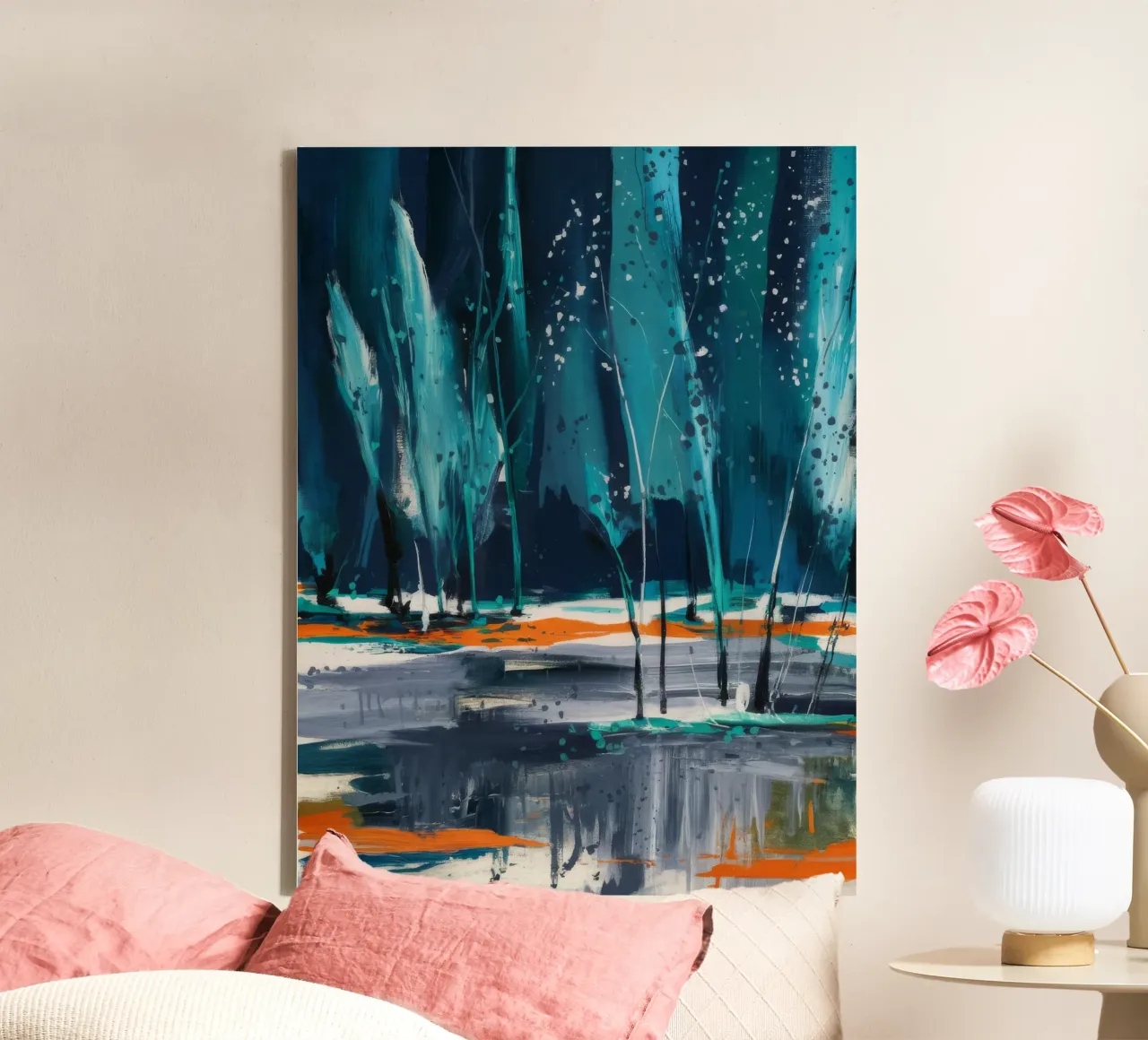 Frosted Grove Mirage Leinwand mit Schattenfugenrahmen von Verve Pigments