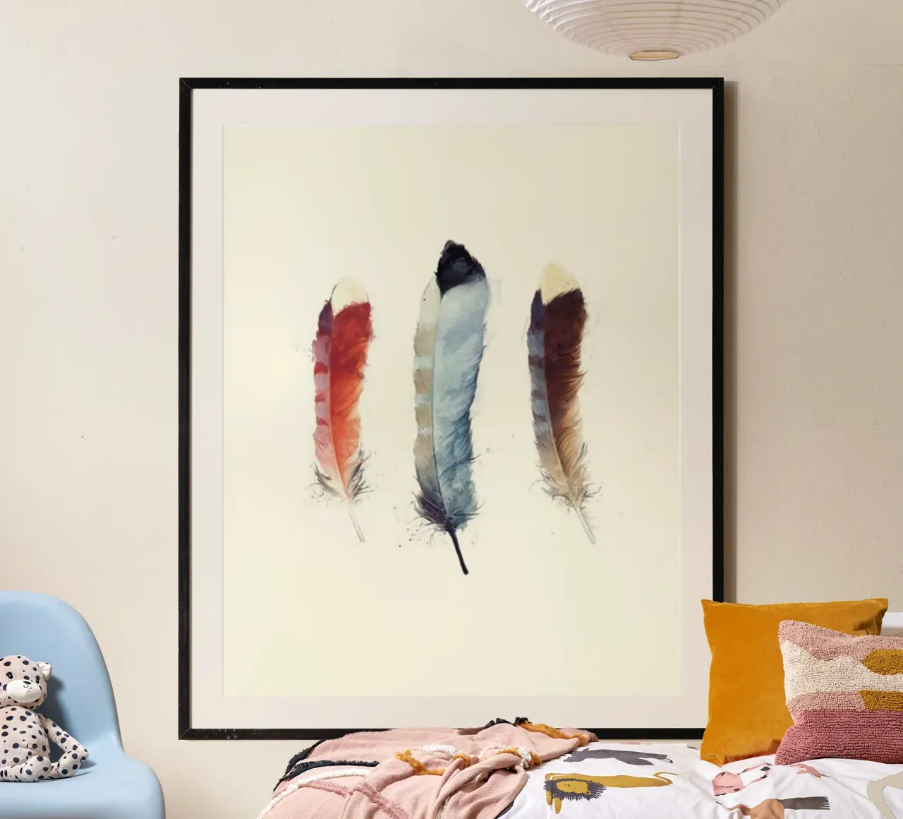 piume uccello colori naturali amy hamilton poster con telaio in plastica da kbm store