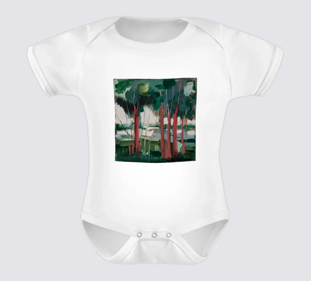 Verdant Trunk Harmony short-sleeve baby romper by Verve Pigments