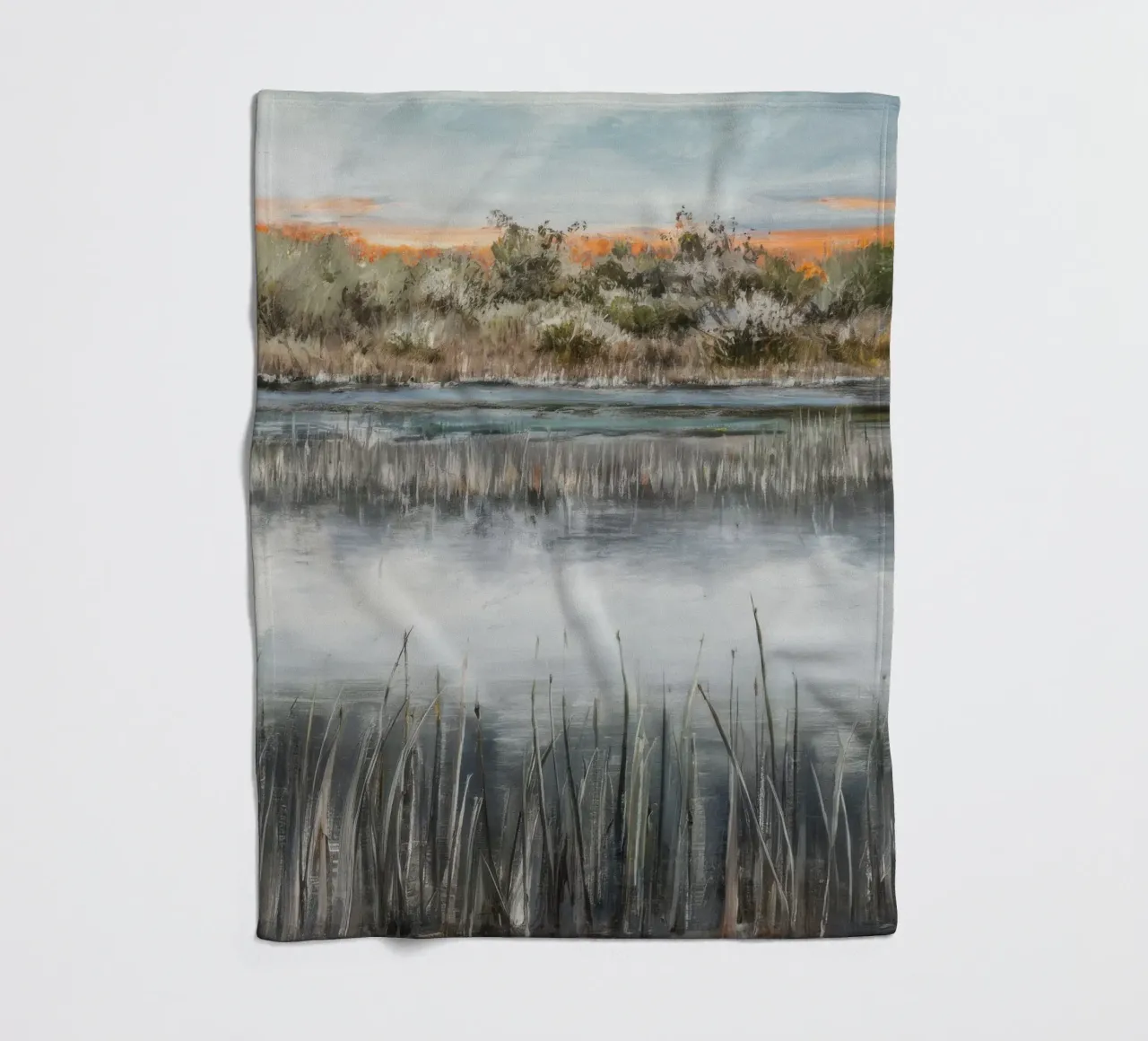 Misty Grassland Repose fleece blanket by Verve Pigments