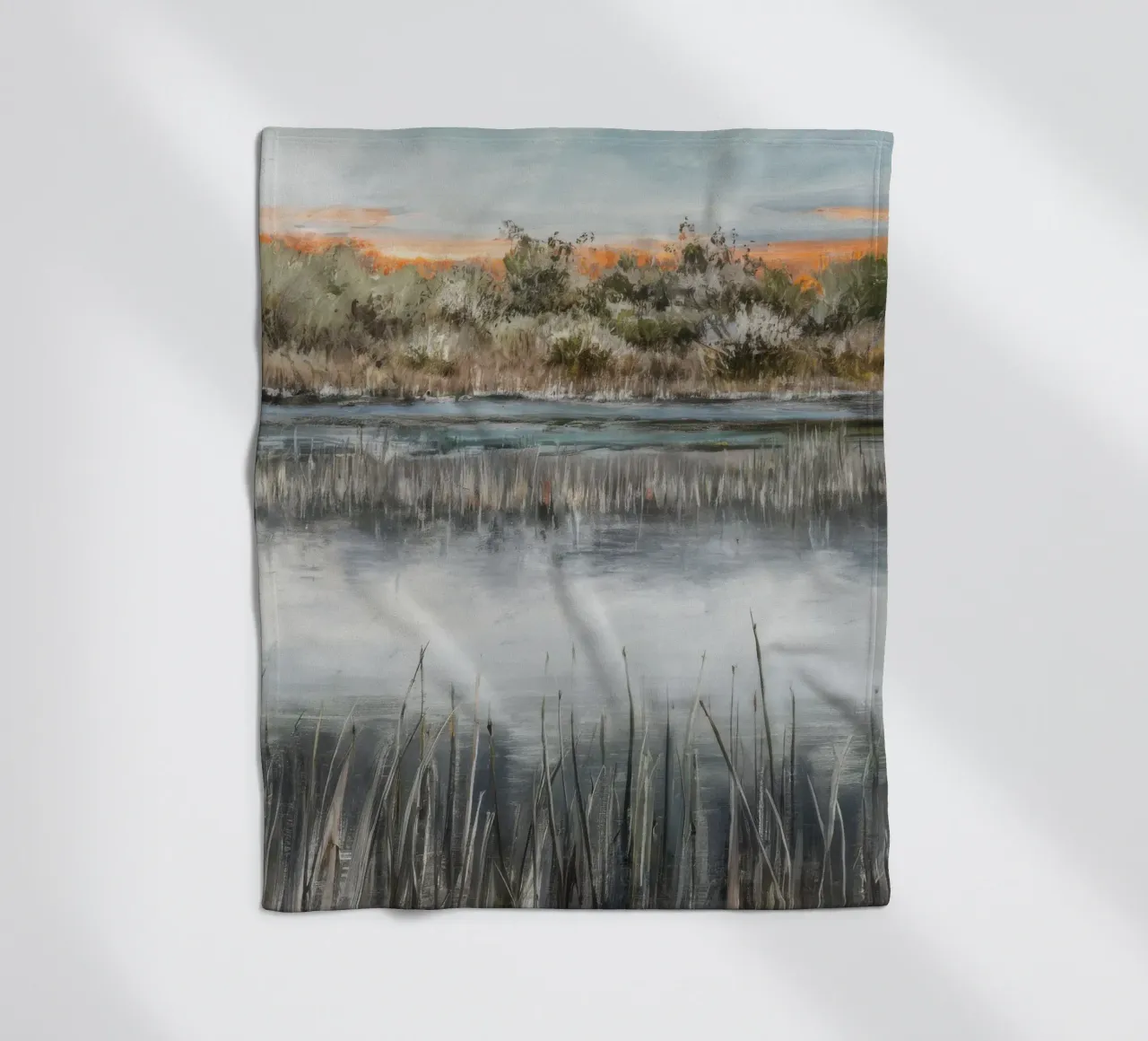 Misty Grassland Repose fleece blanket by Verve Pigments