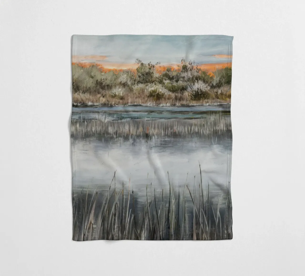 Misty Grassland Repose fleece blanket by Verve Pigments