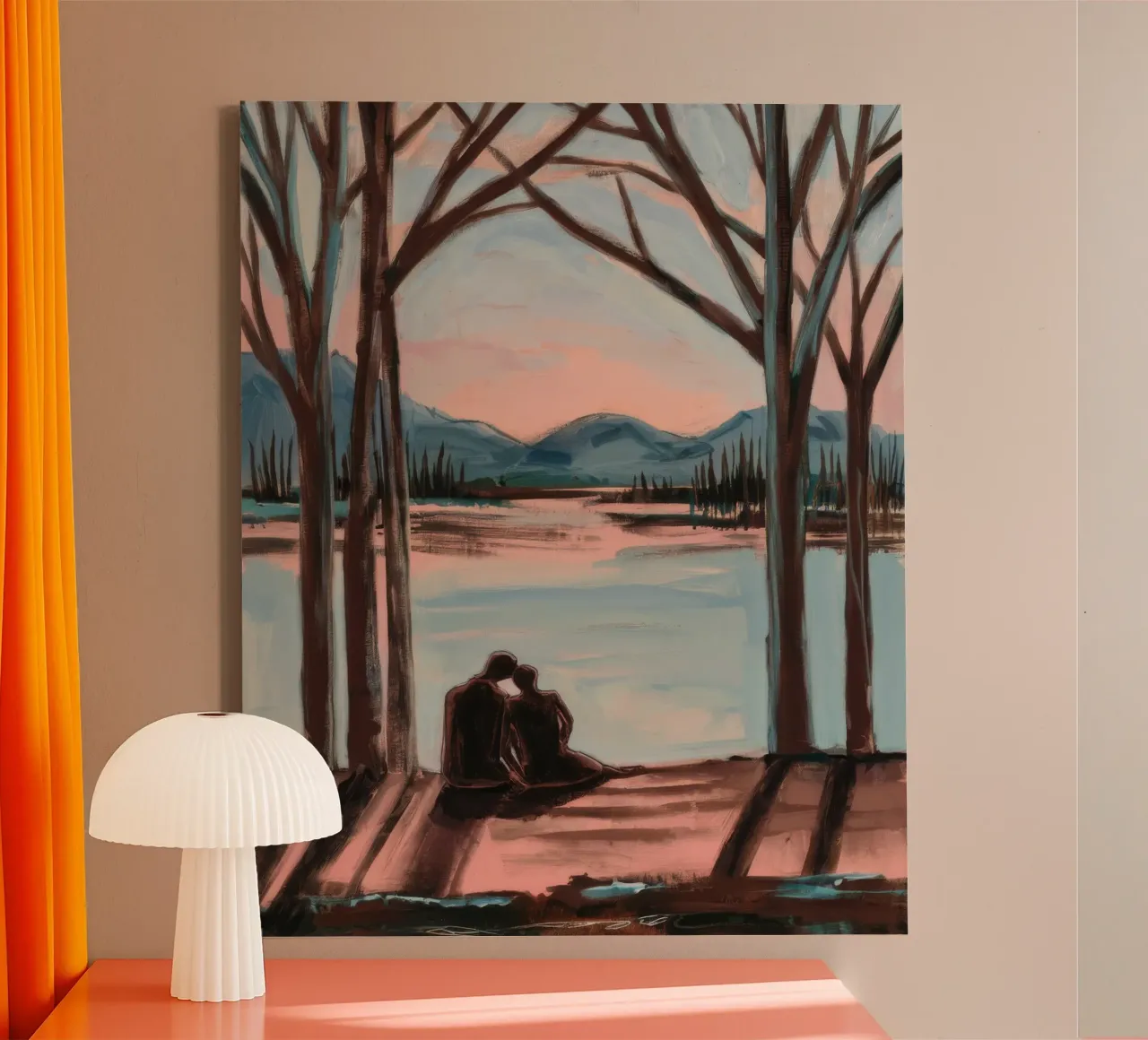 Evening Lakeside Bond canvas with Floater frame by Verve Pigments