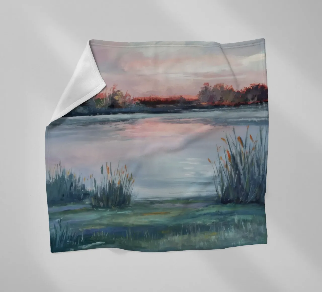 Dusk Marsh Glow fleece blanket by Verve Pigments