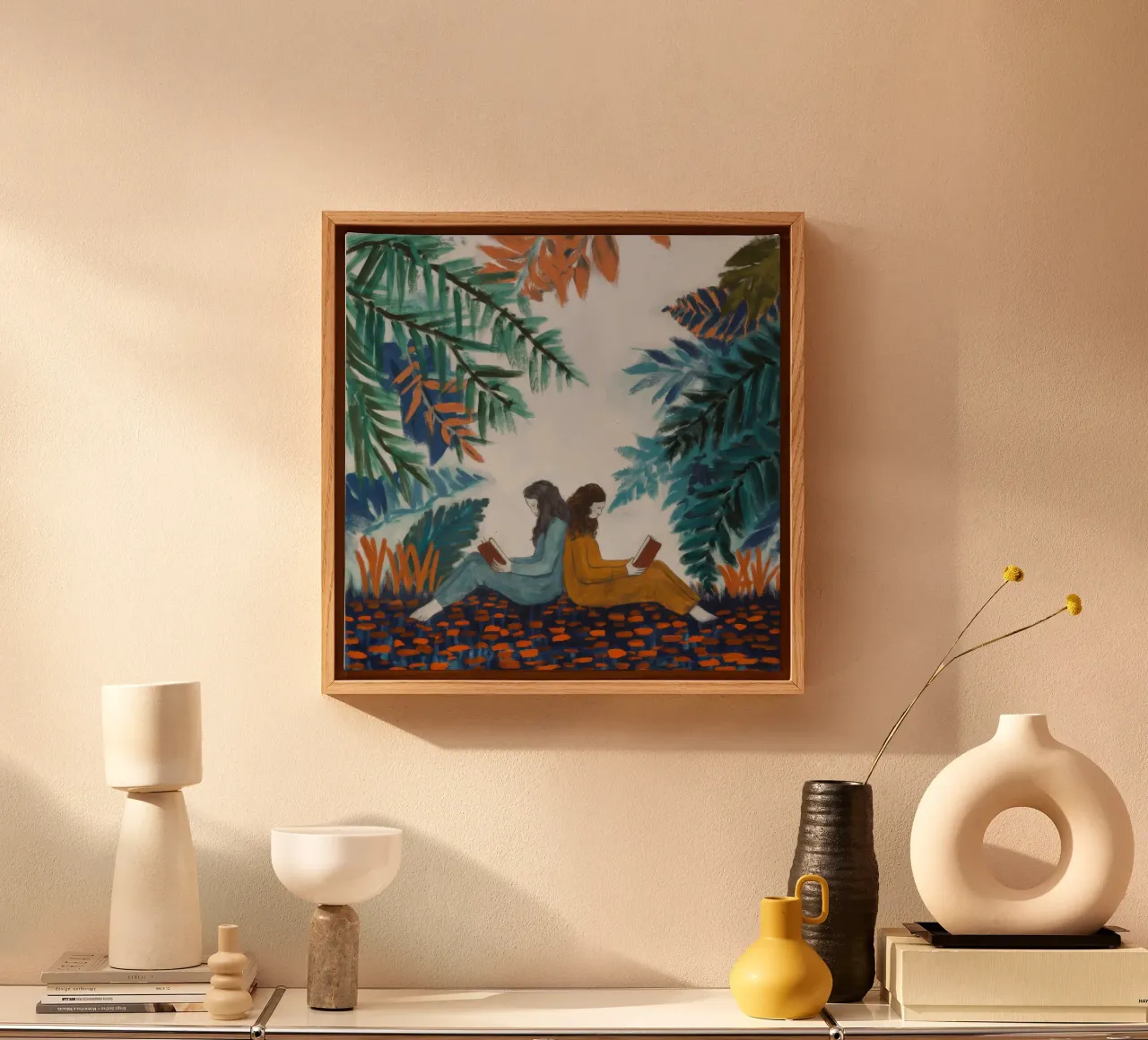 Zusterschap in de bladeren canvas met Baklijst van Verve Pigments