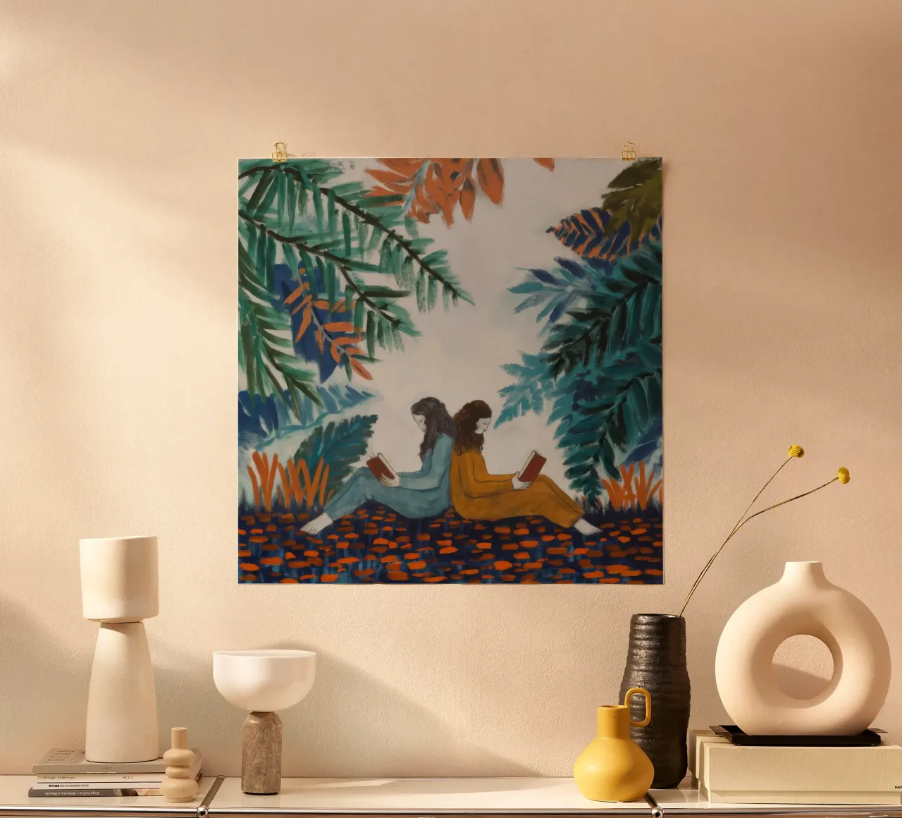Zusterschap in de bladeren poster van Verve Pigments