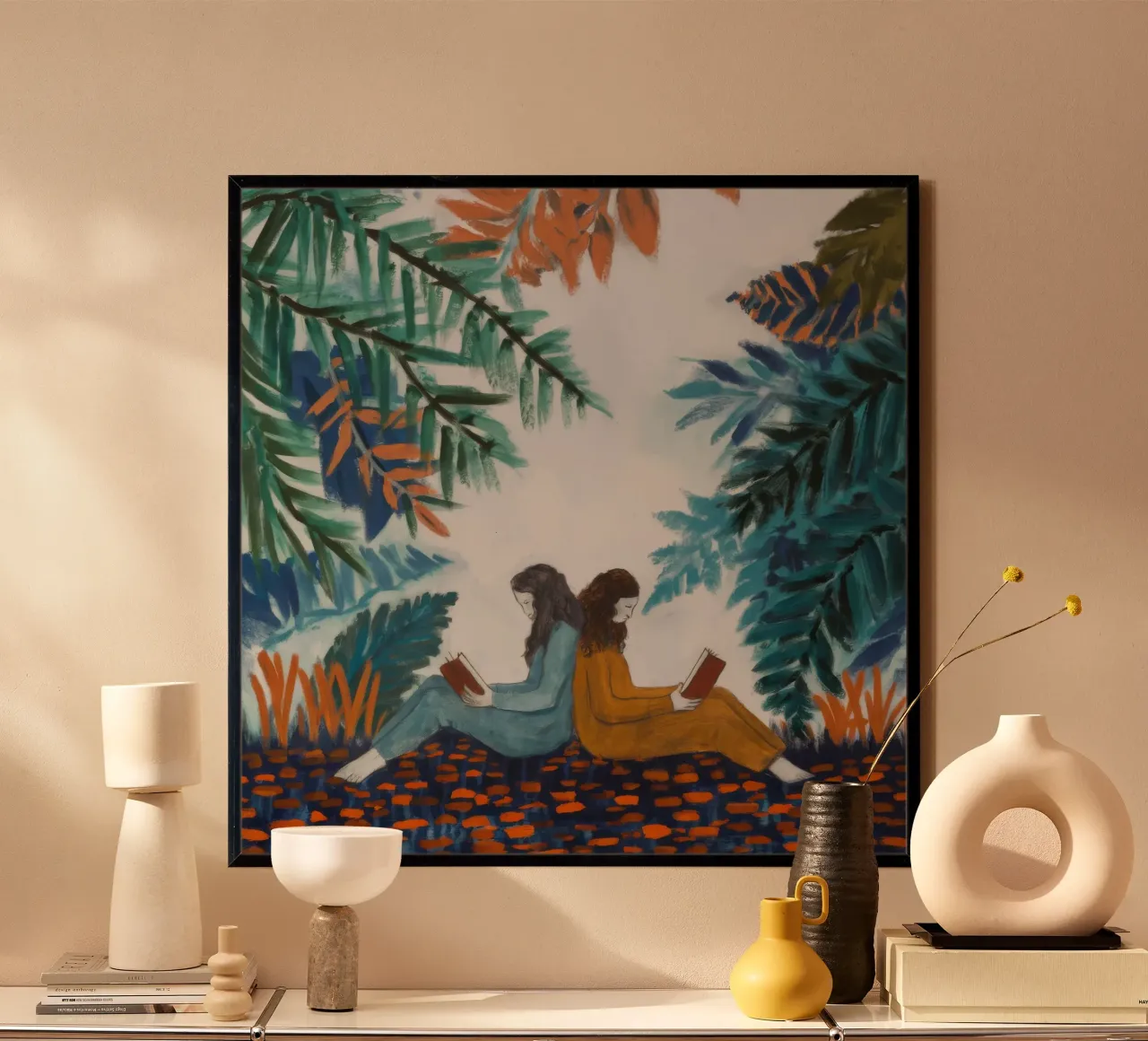 Zusterschap in de bladeren poster van Verve Pigments