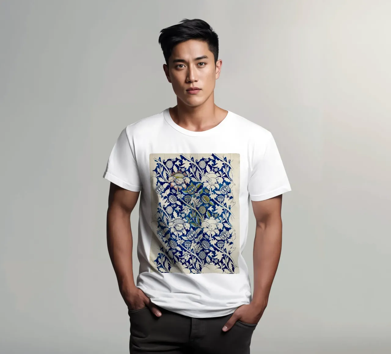 modello di foglia floreale vite william morris t-shirt da komo store