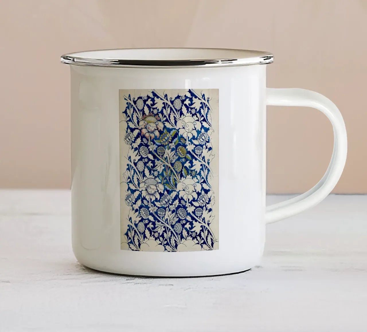 modello di foglia floreale vite william morris tazza in smalto da komo store