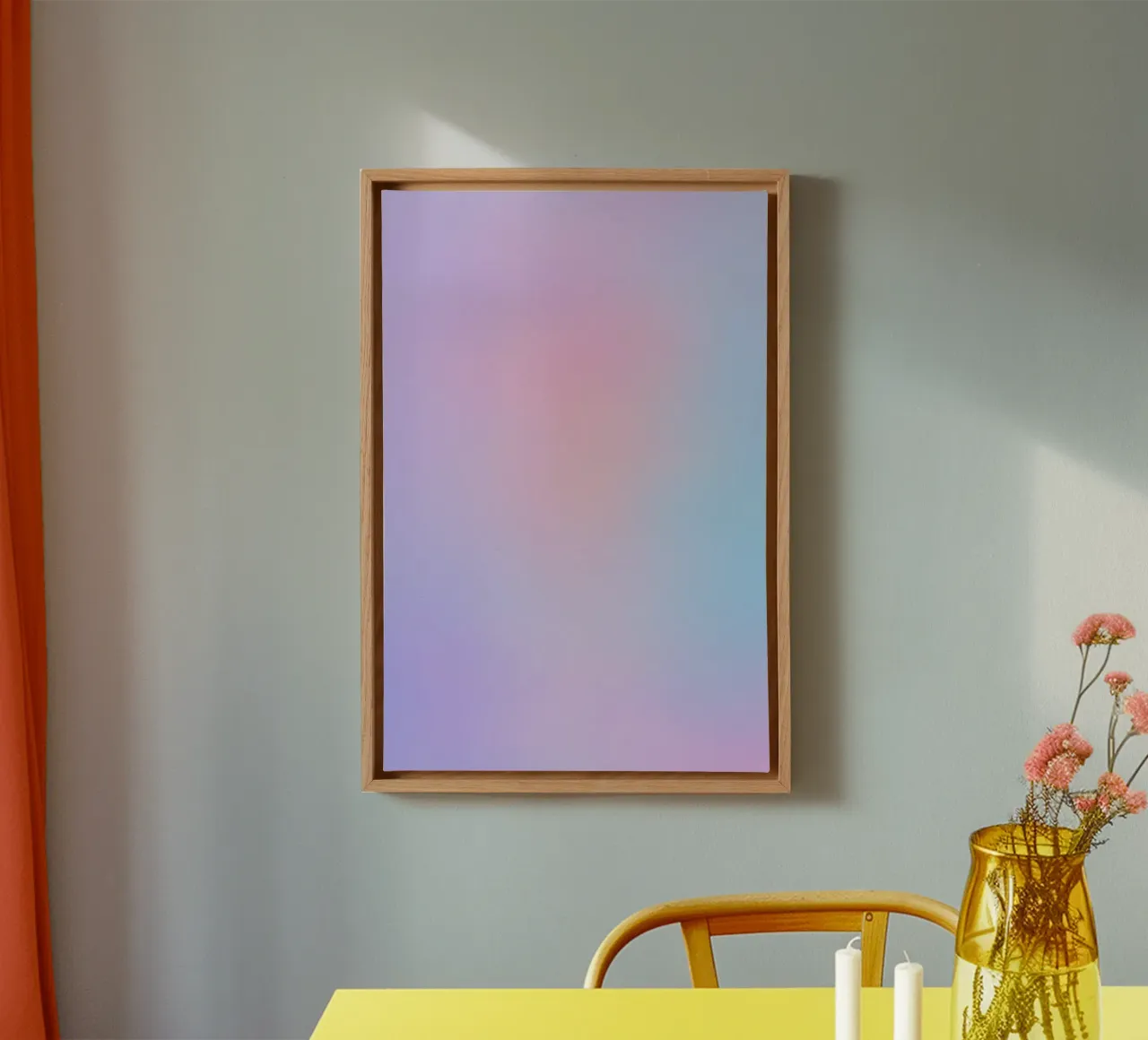Aurore Pastel - Tonalità blu e rosa tela con Cornice a cassetta da studiofox