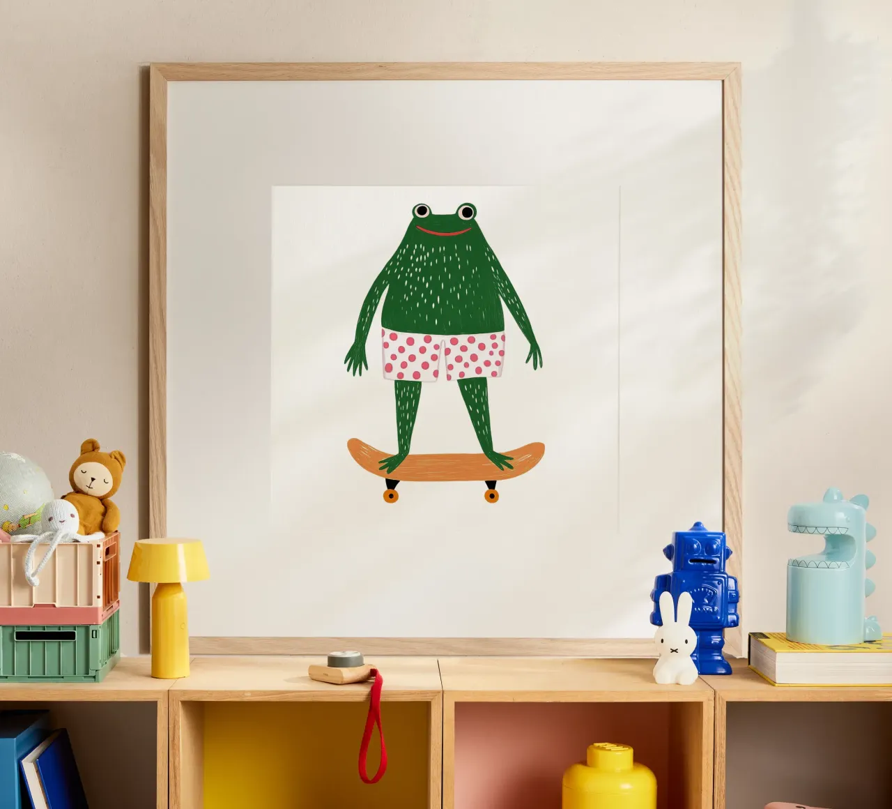 Ranocchio in vacanza poster con telaio in alluminio da HookASmile