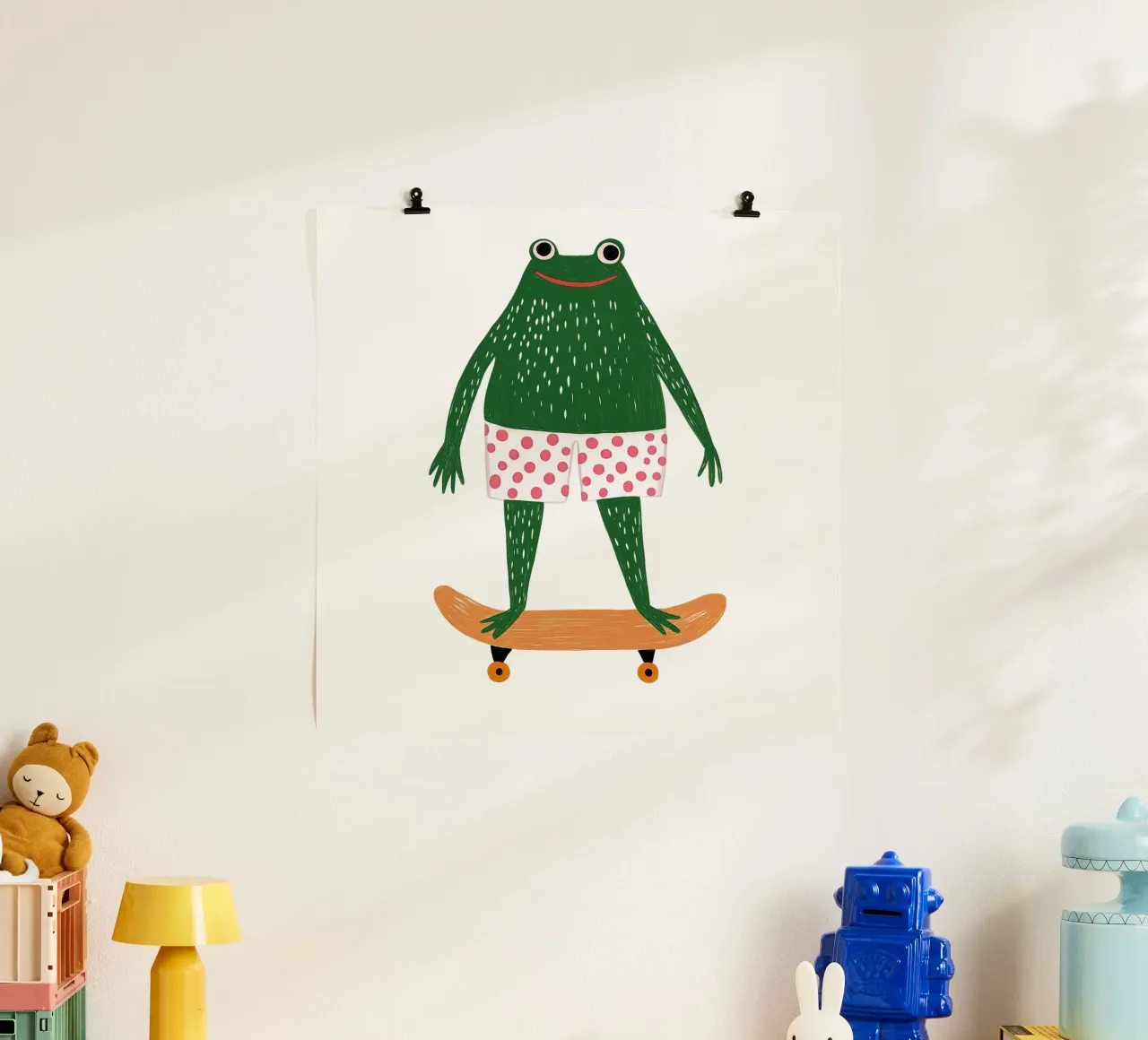 Ranocchio in vacanza poster con telaio in alluminio da HookASmile