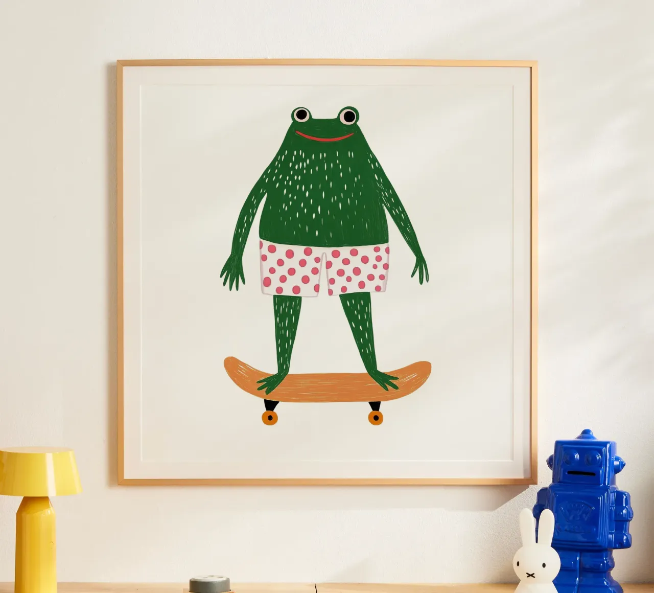 Ranocchio in vacanza poster con telaio in alluminio da HookASmile