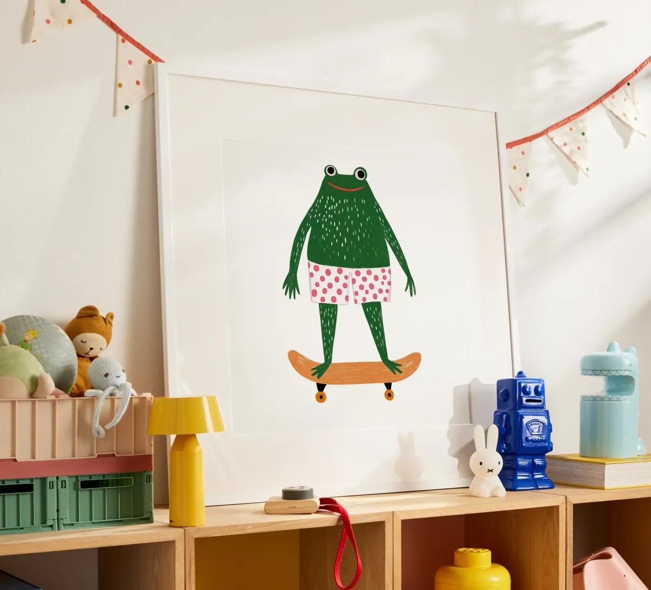 Ranocchio in vacanza poster con telaio in alluminio da HookASmile