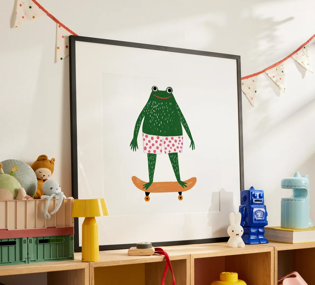 Ranocchio in vacanza poster con telaio in alluminio da HookASmile