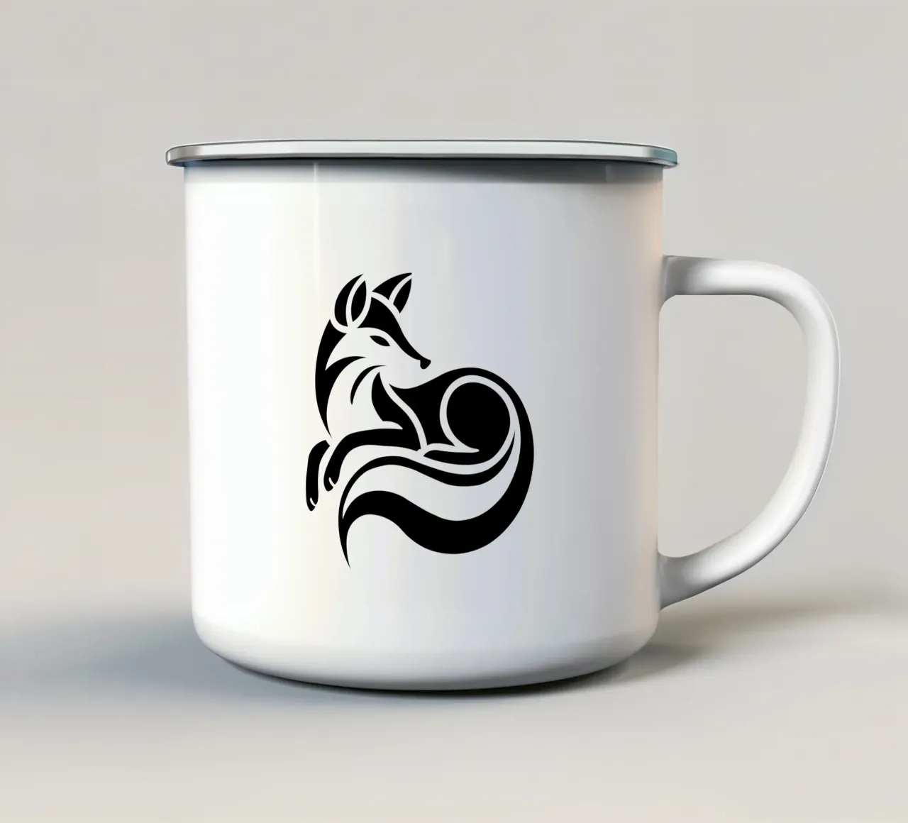 Silent Fox – Minimalist Line Art tazza in smalto da Sivaro