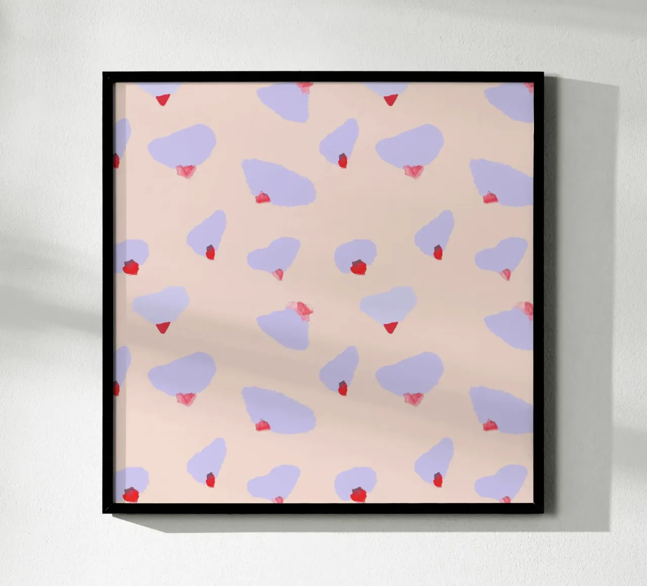 Blüten Rosa Rot poster with wooden frame by Miriam Dück Pattern Design & Art