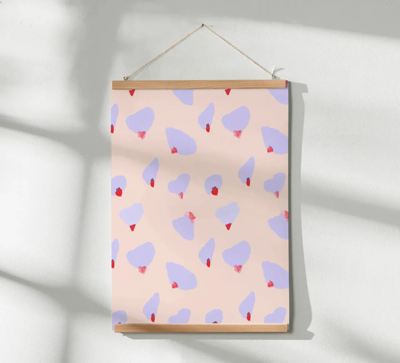 Blüten Rosa Rot poster with wooden frame by Miriam Dück Pattern Design & Art