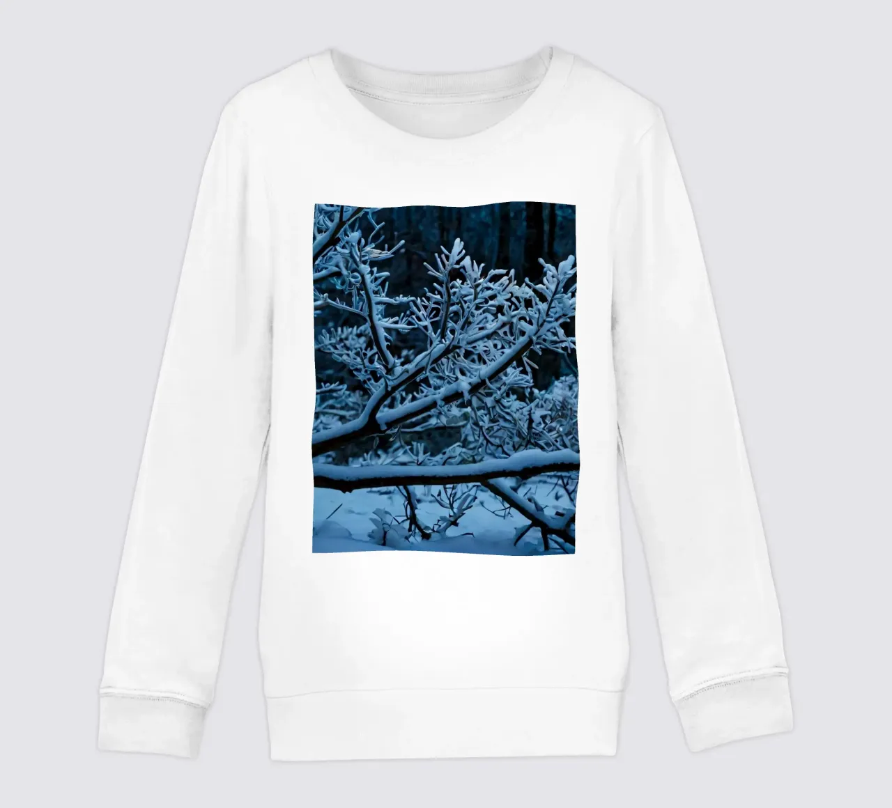 I rami innevati creano un tranquillo paesaggio invernale felpa bambino da DesignDoodle