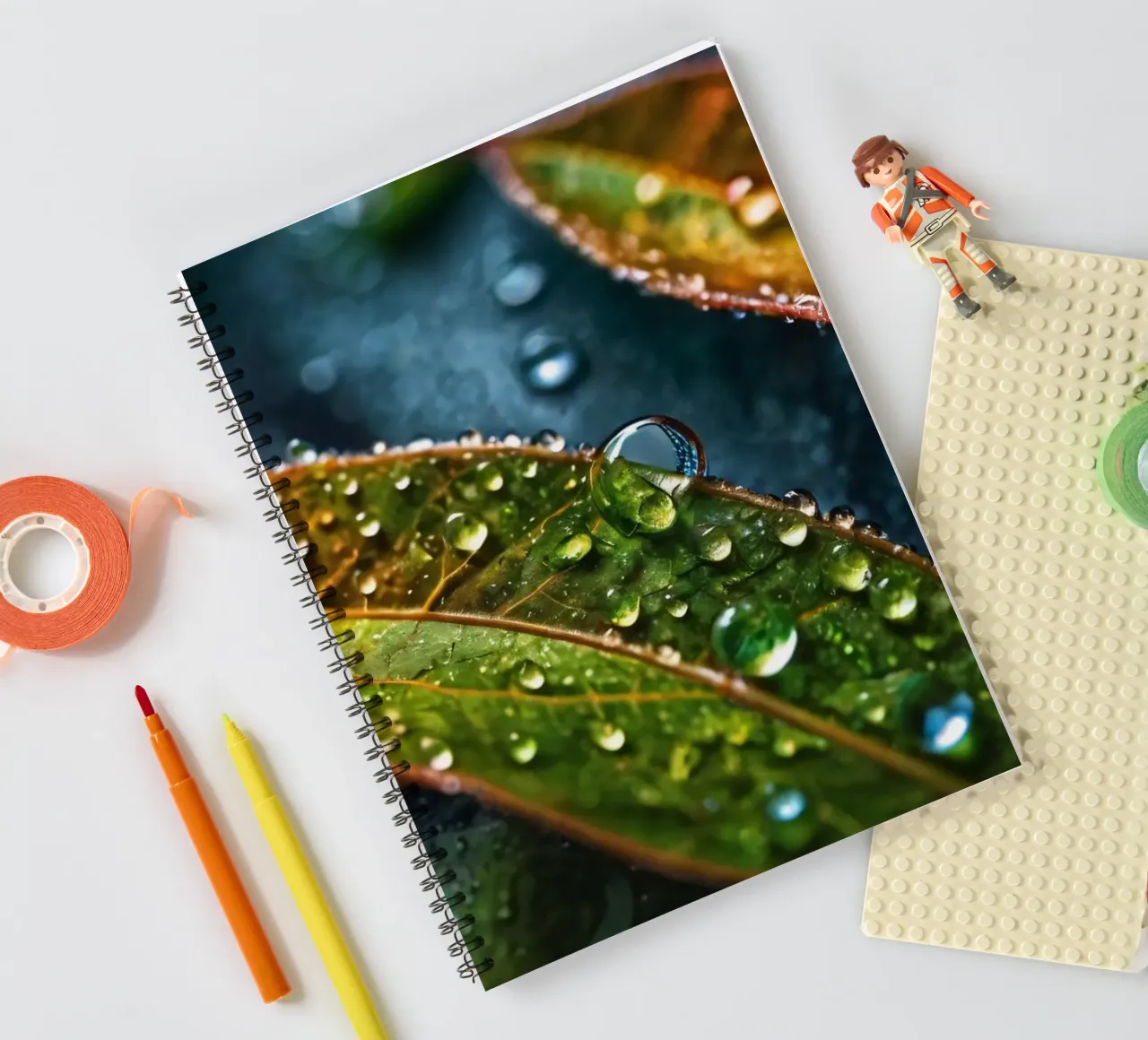 leaves glistening with raindrops after a refreshing rain spiral notebook by DesignDoodle