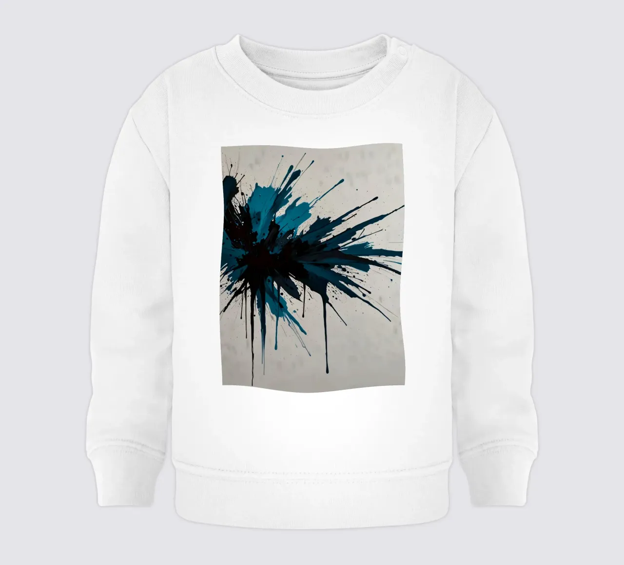 Abstracte explosie van groenblauwe en zwarte verf op een wit doek baby sweatshirt van DesignDoodle