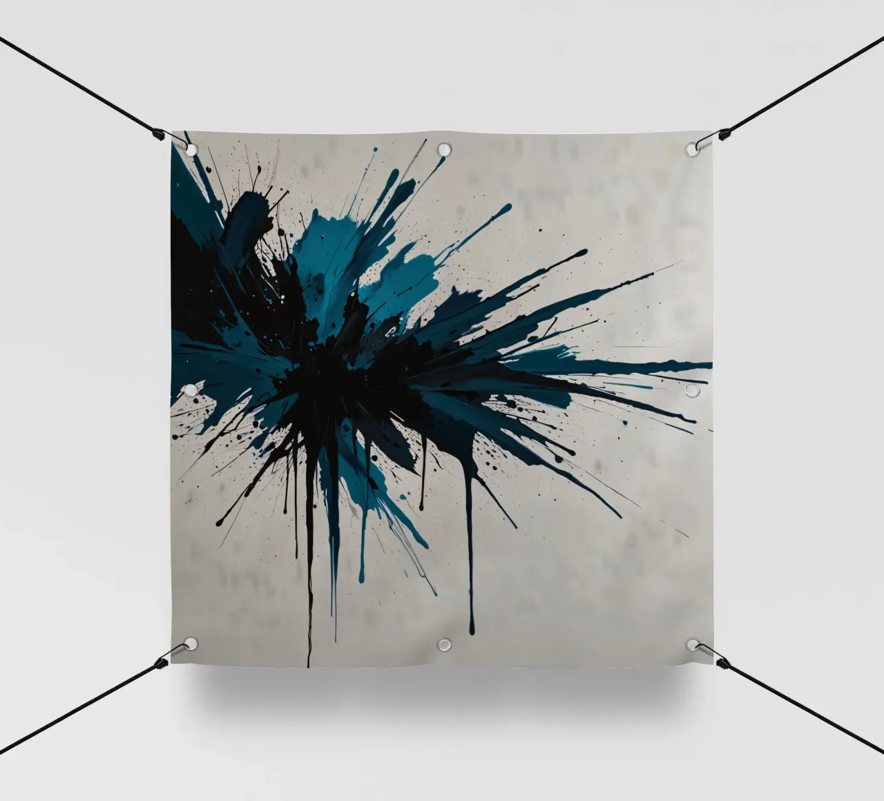 Abstract explosion of teal and black paint on a white canvas pvc cover by DesignDoodle