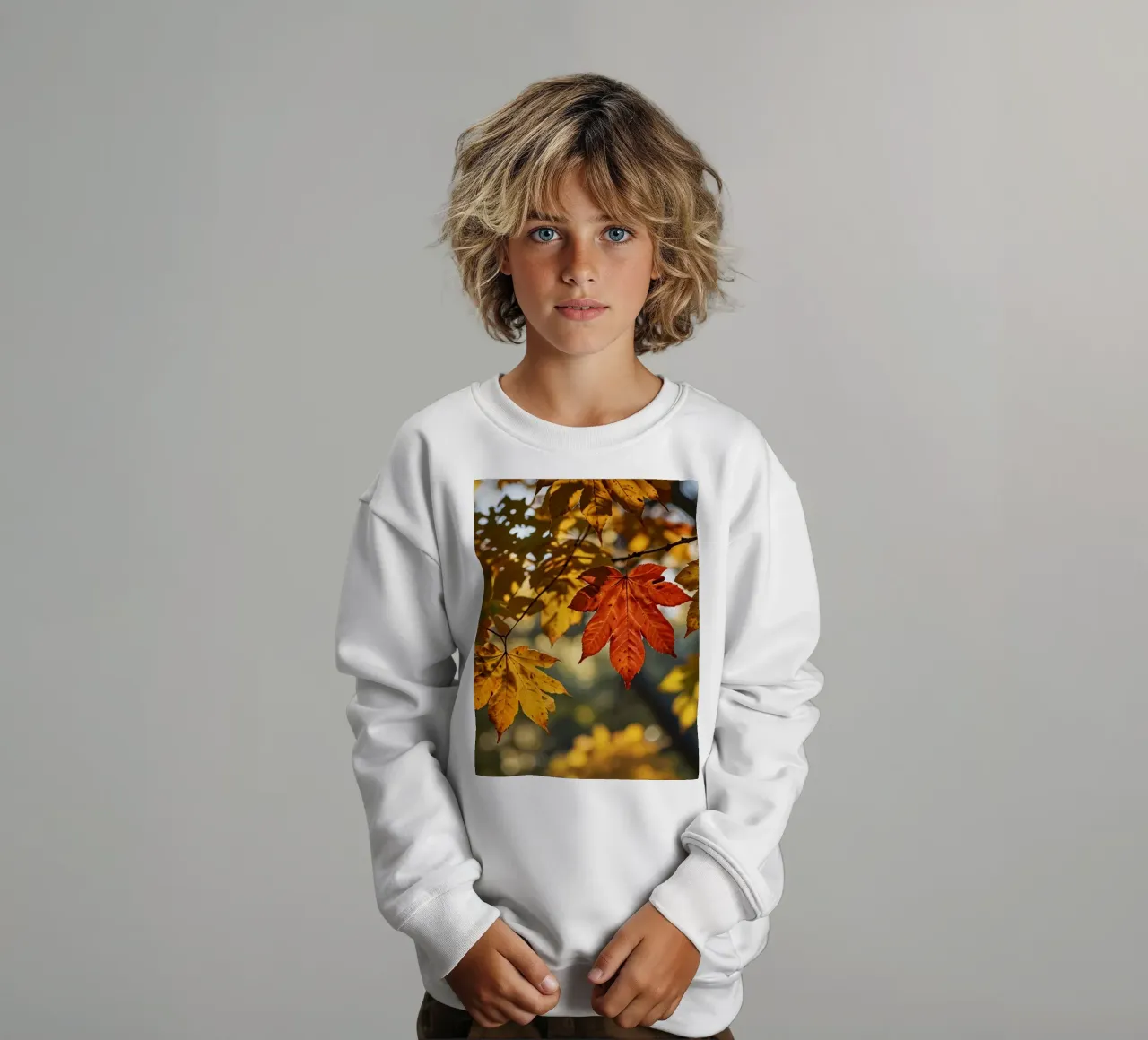 Foglie autunnali colorate in un bosco tranquillo felpa bambino da DesignDoodle