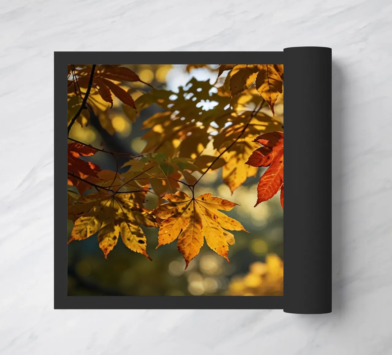 Foglie autunnali colorate in un bosco tranquillo zerbino da DesignDoodle