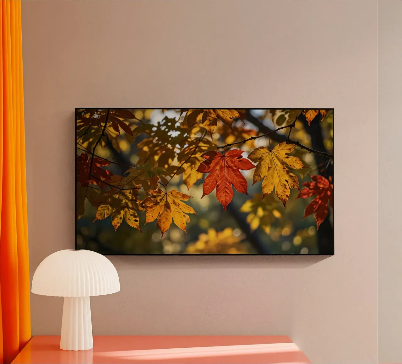 Foglie autunnali colorate in un bosco tranquillo plexiglass da DesignDoodle