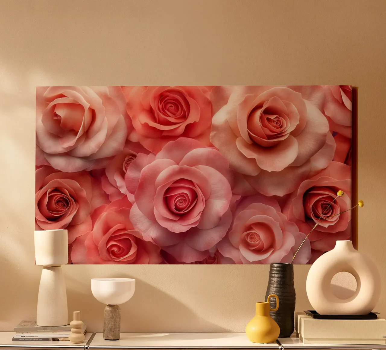 Rose rosse tela con Cornice a cassetta da Imagine