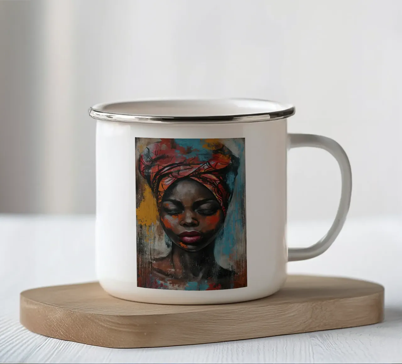 Donna africana tazza in smalto da Imagine