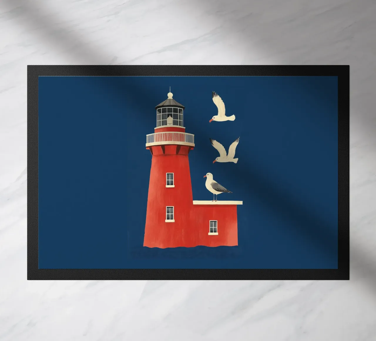 Faro e gabbiani zerbino da Curious Canvas