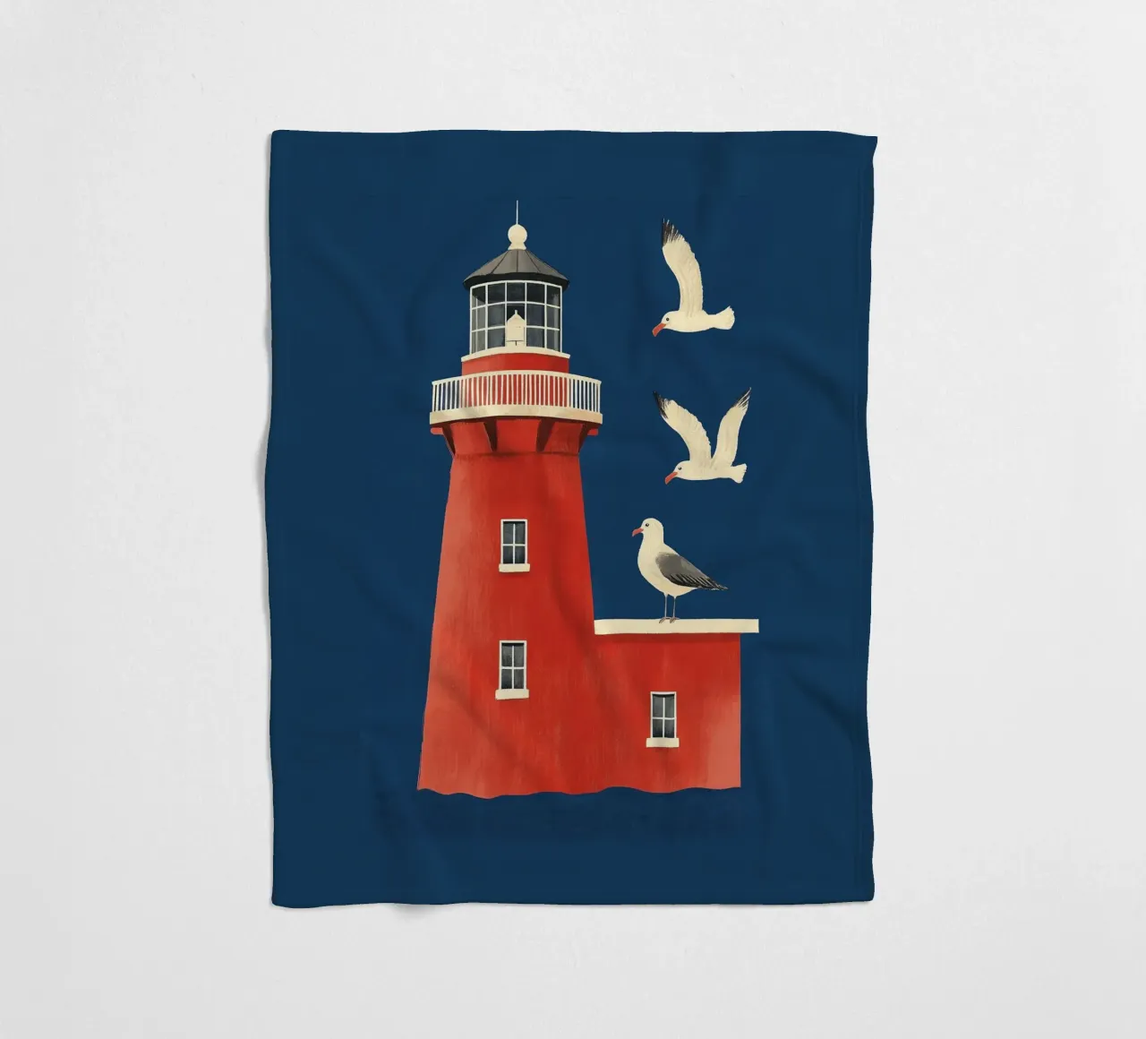 Faro e gabbiani coperta in pile da Curious Canvas