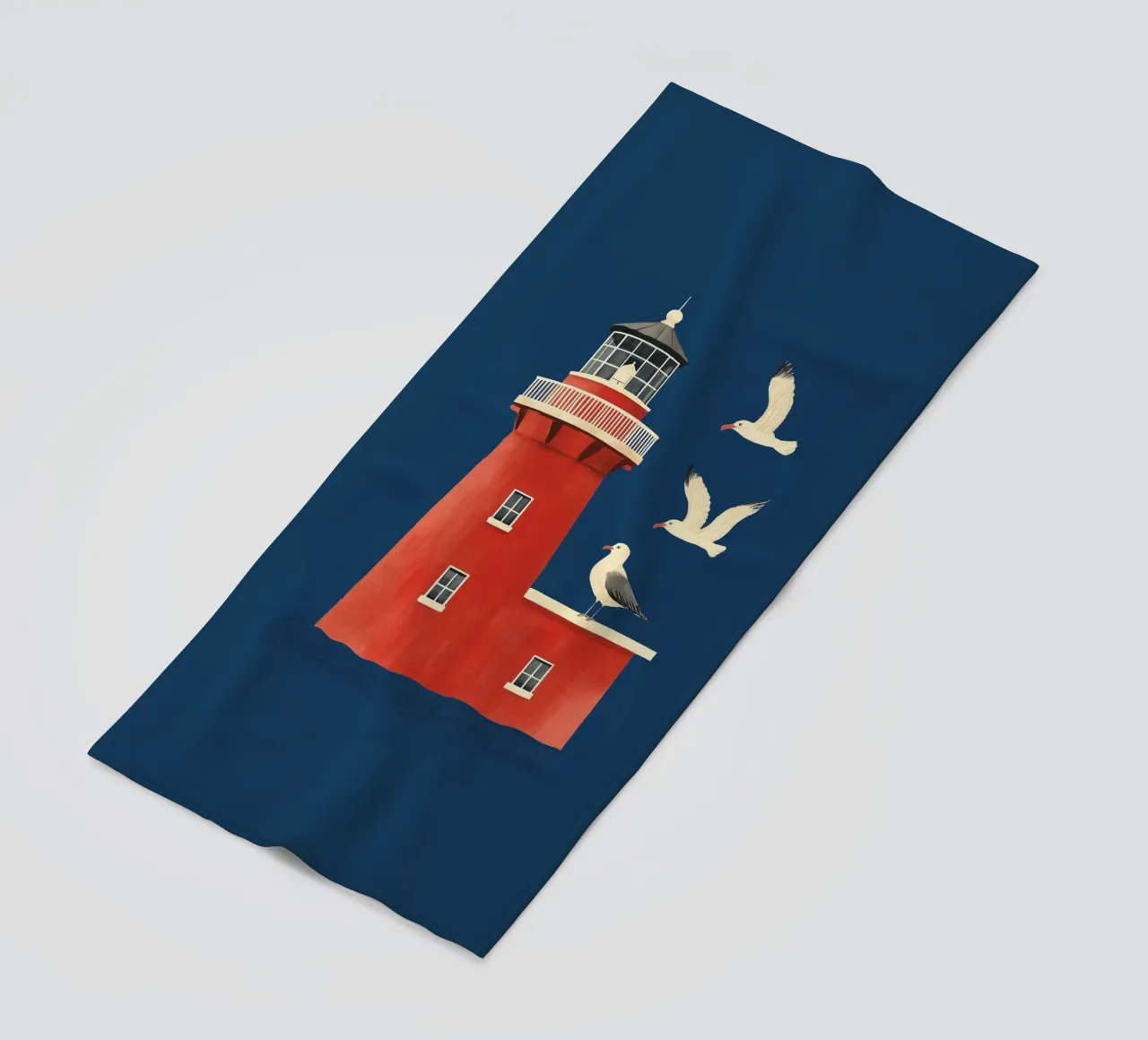 Lighthouse and seagulls telo mare da Curious Canvas